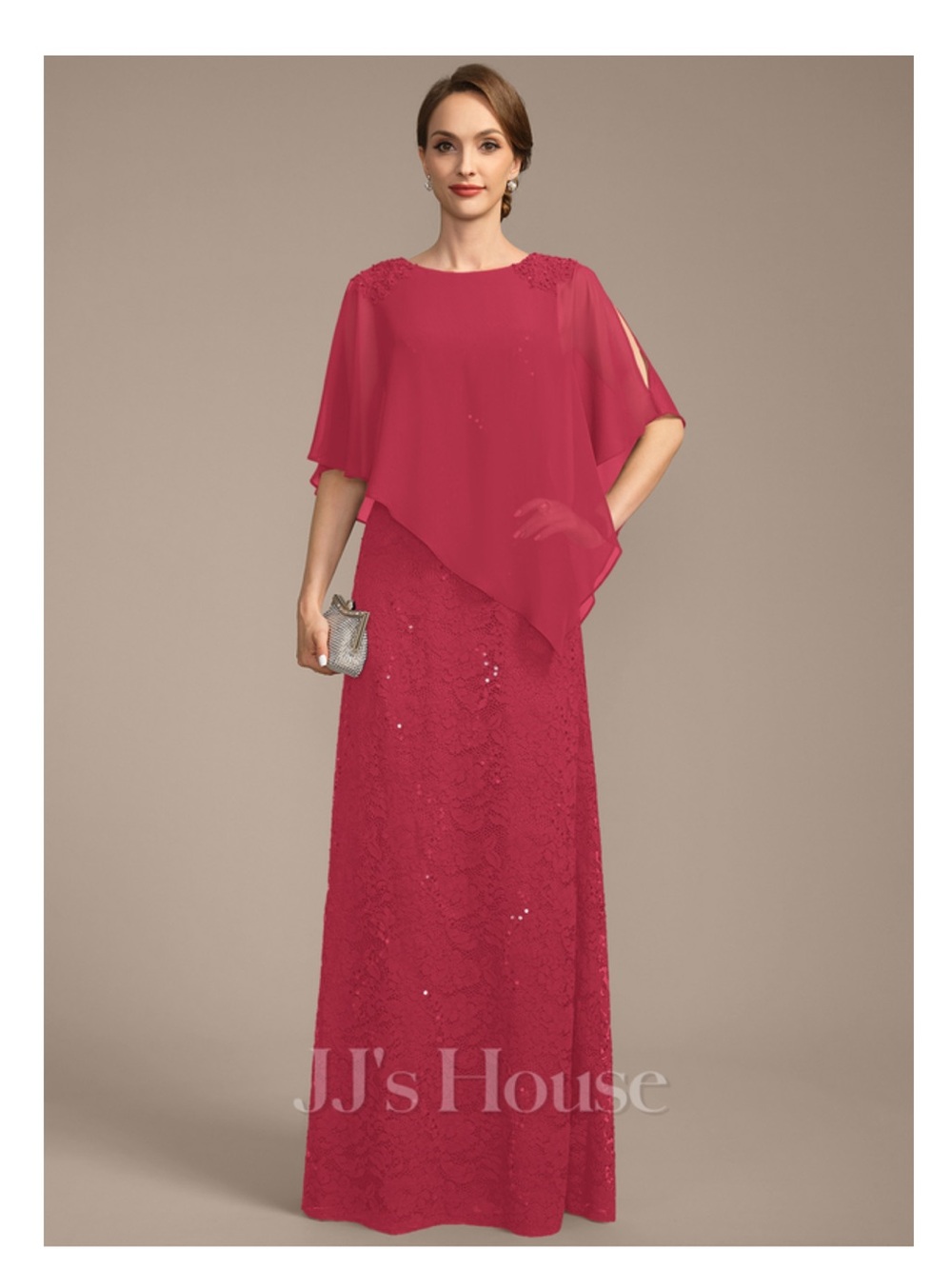 NWT JJ’s House Mother of the Bride Dress Size 12 Pink Chiffon Lace Formal Gown